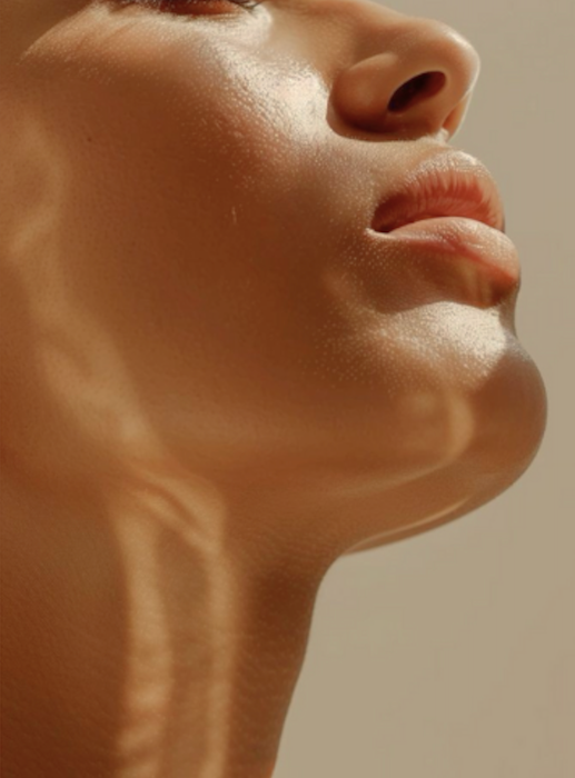 Close-up of jaw and neck — sculpting treatment